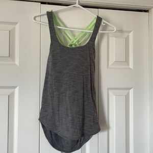 Lululemon Lime Green/Gray Slouch Back Tank Top Size 4🥰🥰